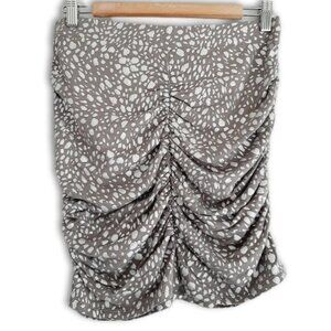 MODA INTERNATIONAL | Ruched Exposed Zip Mini Skirt Grey Silver Animal Print Sz M